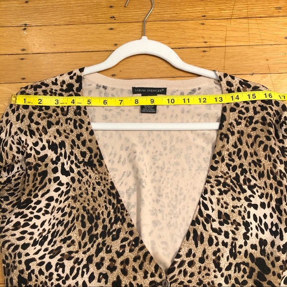 Sarah Spencer Silk Cheetah Cardigan Sweater w/ Bow - Picture 14 of 14